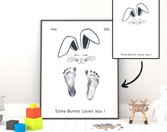 Easter Printable | Kids Footprint Keepsake | Baby's first Easter keepsake gift | Bunny Craft for Kindergarten | Happy Easter