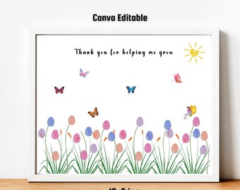 Fingerprint Art Teacher Gift, Helping Us Grow Printable (Digital Download)