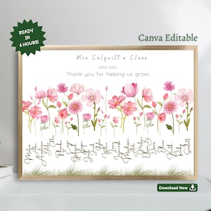 Personalized Teacher Appreciation Gift: Floral Class Keepsake (Digital Download)