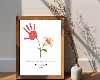Flower Handprint Art: Personalized Mom Gift (Digital Download)
