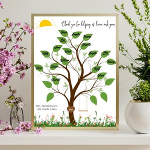 Personalised teacher print, class Tree gift with names, Thank you teacher gift, end of year gift, teacher appreciation gift edit in canva