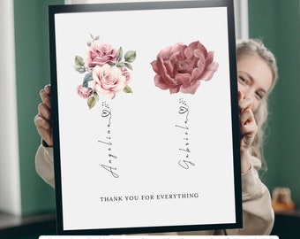 Personalized Teacher Thank You Print: Floral Class Appreciation Gift (Digital Download)