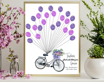 Personalized Teacher Thank You Print: Bicycle Balloons Class Gift (Digital Download)