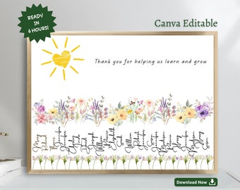 Personalized Teacher Appreciation Gift from Class: Printable Keepsake back to school, helping us grow