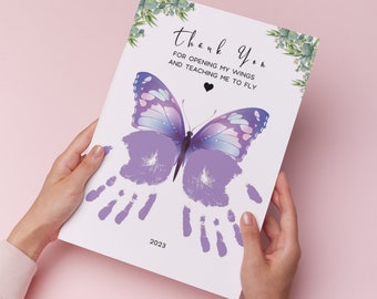 Happy mother's day, Handprint, Printable, Diy Craft for Child, Thank you, toddler handprint, butterfly, mom gift, mothers day, keepsake