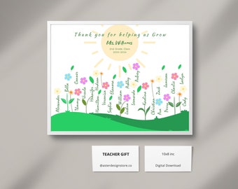 Personalized Teacher Appreciation Print, Class Keepsake (Digital Download), Helping us grow