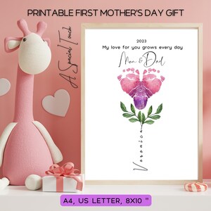 Cadeau souvenir empreinte | Cadeau imprimable pour maman | Bonne première fête des mères | Cadeau de bébé pour maman | Empreinte de pas de bébé poire