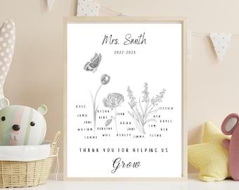 Teacher Appreciation Gift: Personalized Thank You Printable (Edit in Canva, 8x10 JPG Digital Download)
