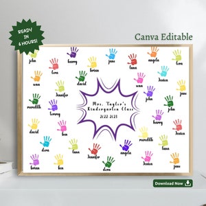 Waarderingscadeau leraar van klas | Gepersonaliseerde leraarscadeau | Handafdrukken schoolleraar afdrukken | Teacher Appreciation-cadeau bewerkt op canvas
