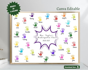 Personalized Teacher Handprint Gift: Class Keepsake Thank You, back to school