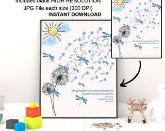 Personalized Teacher Appreciation Dandelion Gift: Printable Keepsake (8x10 JPG Digital Download)