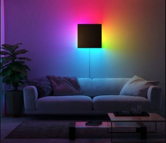 Quadratische LED RGB Wandlampe Farbwechselnde Wandkunst - .de