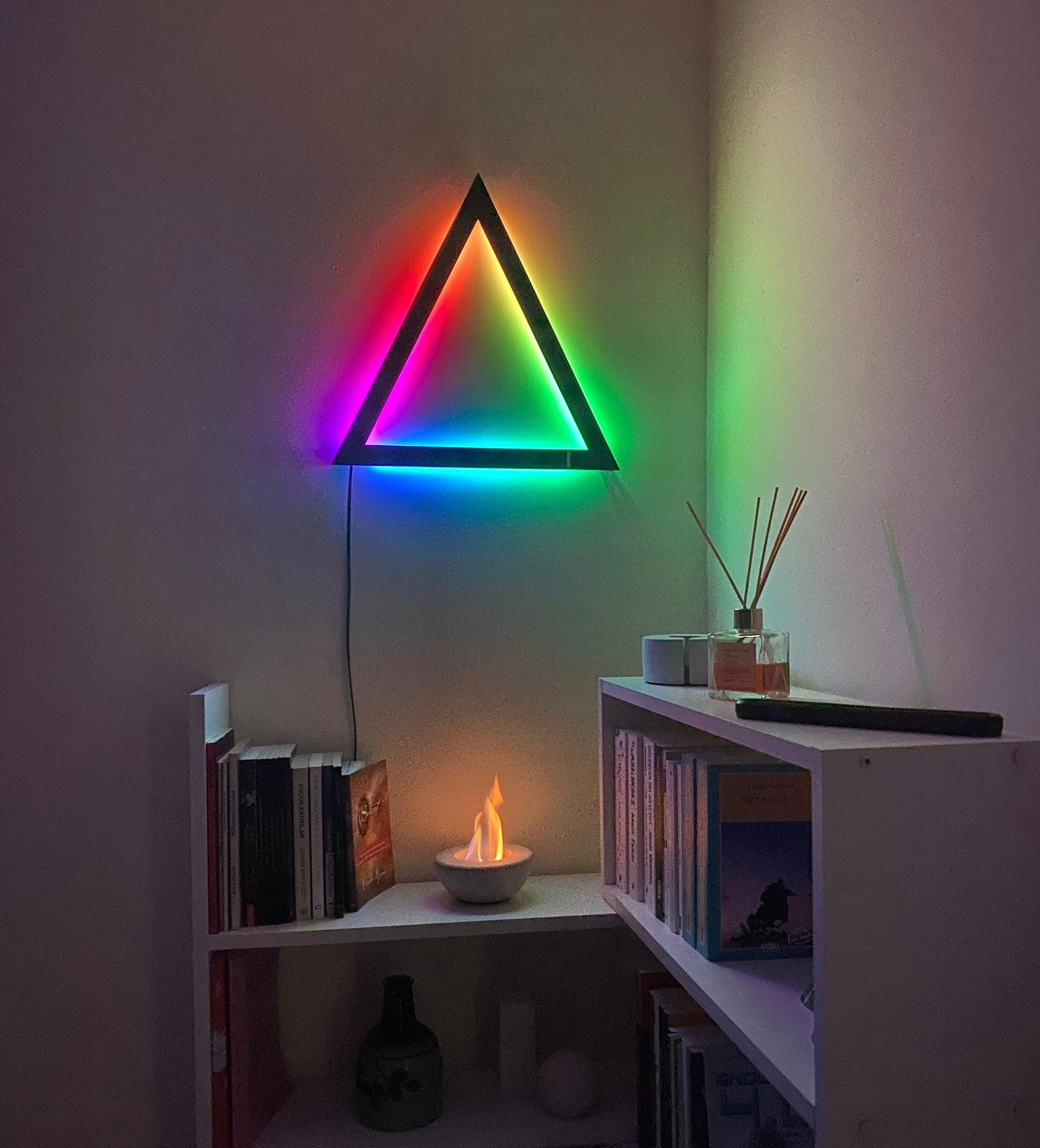 Triangle LED Wood Wall Lampbedroom Night -