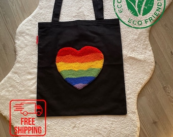 Rainbow Bag LGBT Tote Bag Gay Pride Bag Reusable Shopping 