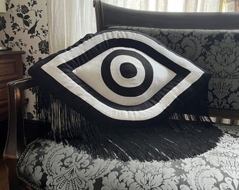 Linen Big Eye Pillow with Eyelashes – Handmade Home Decor