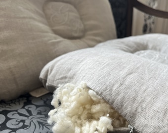 SheepWool size XS Pillow, 100% Linen Cover, Ergonomic, Orthopedic, Neck Support, Eco-friendly, Non-toxic, Washable Pillow, 35 x 50 cm