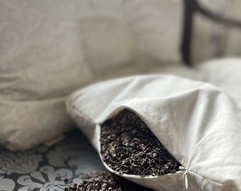Buckwheat size S Pillow, Cotton cover, Organic, Ergonomic, Neck Support Pillow, Free Air circulation, 40 x 60 cm (16 x 23 inches)