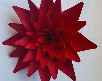 Red Euphoria - Wooden flower single piece 16cm x 8cm