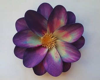 Purple Radiant - Wooden flower single piece 15cm x 6cm with magnet