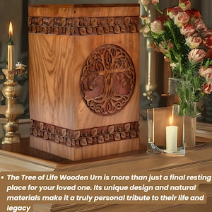 Tree of Life Rosewood Cremation Urn: Deer Inlay, Handcrafted Wooden Box