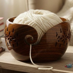Handmade Rosewood Yarn Bowl: Knitting & Crochet Organizer