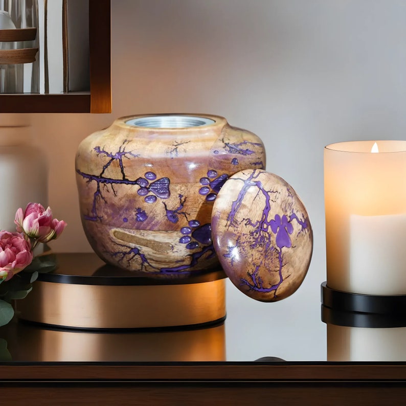 wooden pet urn