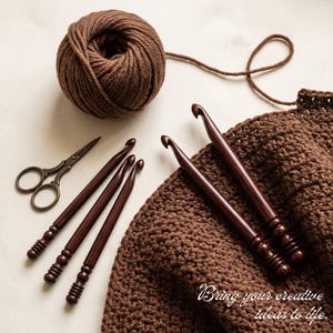 Rosewood Crochet Hook Set: 15 Wooden Yarn Hooks with Optional Bowl & Stand image 16