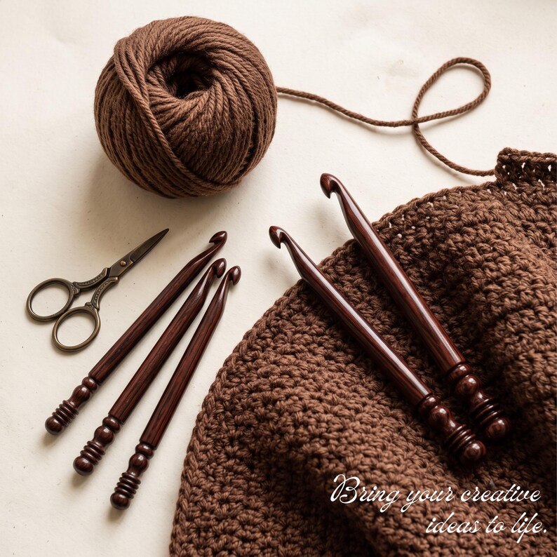 Rosewood Crochet Hook Set: 15 Wooden Yarn Hooks with Optional Bowl & Stand image 16