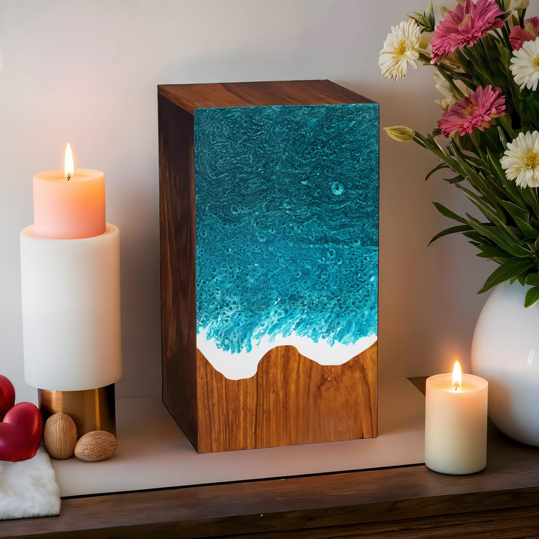 Urn Box, Rosewood & Rein Ocean Wave Urn Box | Urns for Human Ashes ...