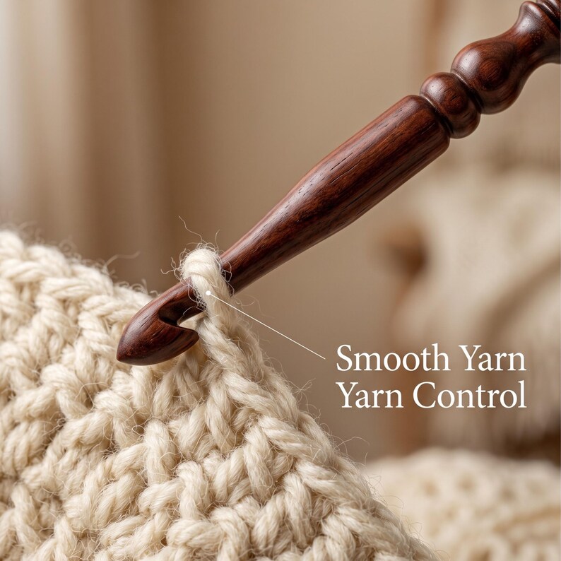 Rosewood Crochet Hook Set: 15 Wooden Yarn Hooks with Optional Bowl & Stand image 11