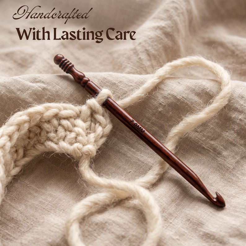 Rosewood Crochet Hook Set: 15 Wooden Yarn Hooks with Optional Bowl & Stand image 15