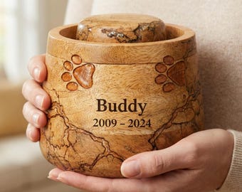 Personalized Wooden Pet Urn: Dog, Cat Ashes Memorial