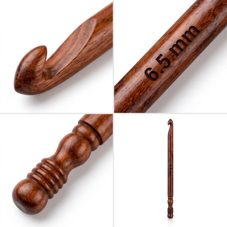 Rosewood Crochet Hook Set: 15 Wooden Yarn Hooks with Optional Bowl & Stand image 8