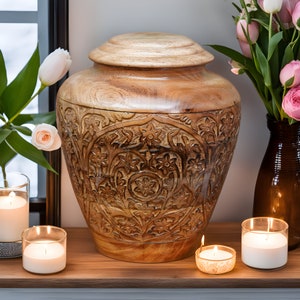 Handcrafted Mango Wood Cremation Urn: Adult Ashes Memorial Box