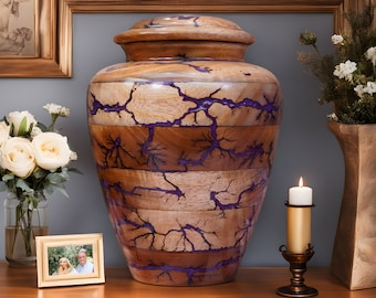 Handcrafted Mango Wood Cremation Urn: Adult Size, Eco-Friendly