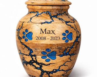 Personalized Wooden Pet Urn: Engraved Memorial Ashes Box