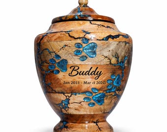 Urna de madera personalizada para mascotas: Monumento conmemorativo para cenizas de perros, gatos y otras mascotas.