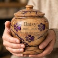 Handcrafted Wooden Pet Urn: Personalized Dog and Cat Memorial with Resin Paw Print product logo