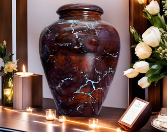 Solid Wooden Cremation Urn with Threaded Lid for Secure Ash Storage