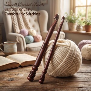 Rosewood Crochet Hook Set: 15 Wooden Yarn Hooks with Optional Bowl & Stand image 10