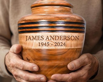 Handcrafted Mango Wood Cremation Urn: Elegant Adult Urn.