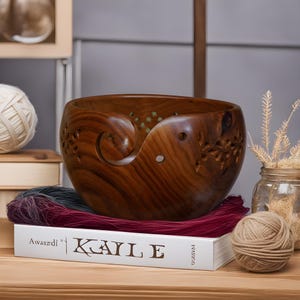 Handmade Rosewood Yarn Bowl: Knitting & Crochet Organizer