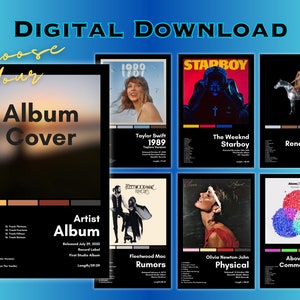 Custom Album Poster, Choose Your Album Poster, Album Cover, Artist & Track List, Singer Poster, Wall Art, Wall Decor,  Music Fan Gift