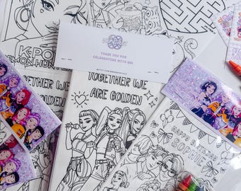 K-Pop D Hunter Colouring Activity Packs: Birthday Party Favours, Classroom Activity