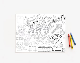 K-Pop D Hunter Colouring Activity Place Mat: Printable Party Game, Colouring  Page