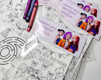 K-Pop D Hunter Inspired Colouring Activity Packs: Birthday Party Favours, Classroom Activity