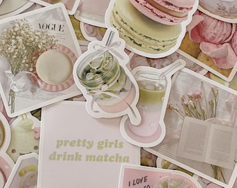 Matcha Girlie Stickers, Matcha Lovers, Assorted Sticker Pack, Junk Journaling, Pinterest Aesthetic Stickers, Phone Kindle Laptop Stickers