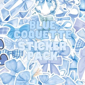 Blue Coquette Sticker Pack, Random Stickers, Assorted Sticker Pack, Junk Journaling, Aesthetic Stickers, Phone Stickers, Kindle Stickers
