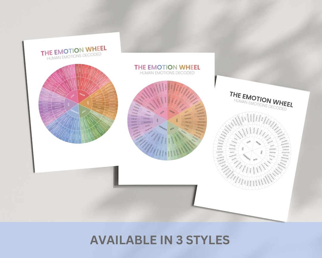 Emotion Wheel Printable Feelings Wheel Therapy Decor Print Calming