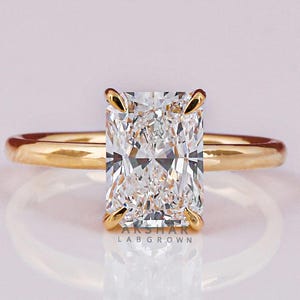Radiant Cut 1.00 to 4.00 carat E-F Color VVS2-VS2 Clarity IGI Certified Radiant Cut Lab Grown Diamond Solitaire Engagement Ring 14k Gold